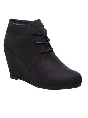 Journee Collection Ankle Bootie Faux Suede Wedge Heel Black Boots Women’s Size 7